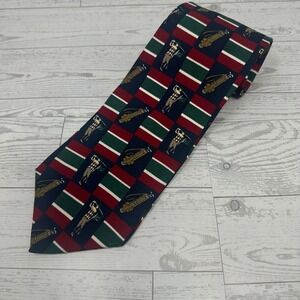 Fashion Neckwear Mens Golf Tie Red Green Navy Blue Striped Silk Blend Novelty